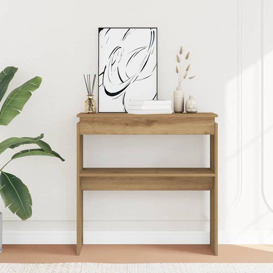 vidaXL Wandtafel 80x30x80 cm bewerkt hout artisanaal eikenkleurig