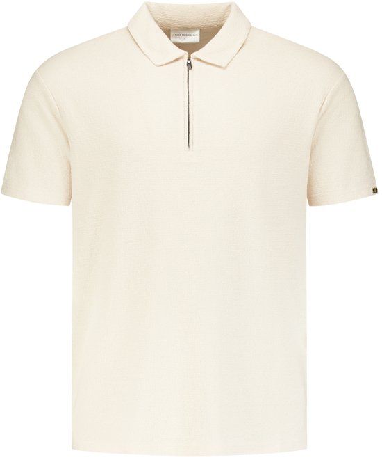 No Excess Polo met V-hals, korte mouwen en ritssluiting aan de voorkant - Katoen - XXL - Stone