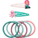 GRUSS & CO 70128 Haarsieradenset met motief "zee", cadeauset met 2 glitter-haarspelden en 5 haarelastiekjes