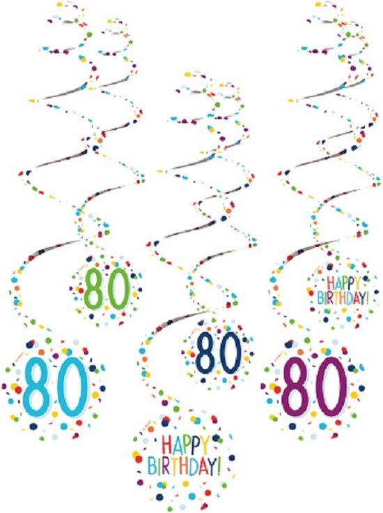 Amscan Spiraalslingers 80 Confetti Verjaardag 61 Cm Papier 6 Stuks