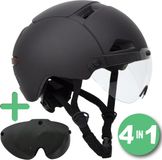 Technosafety Speed pedelec helm Zwart met vizier en verlichting – NTA 8776 – Maat L 58-61 cm