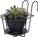 Gerimport Support de pot de fleurs de balcon - jardinière avec suspension - métal noir - 24 x 18 x 17 cm - rond - Jardinières de balcon