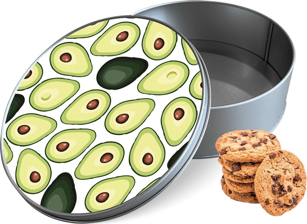 qMust Koektrommel Avocado's Rond - Bewaarblik 15x15x5 cm