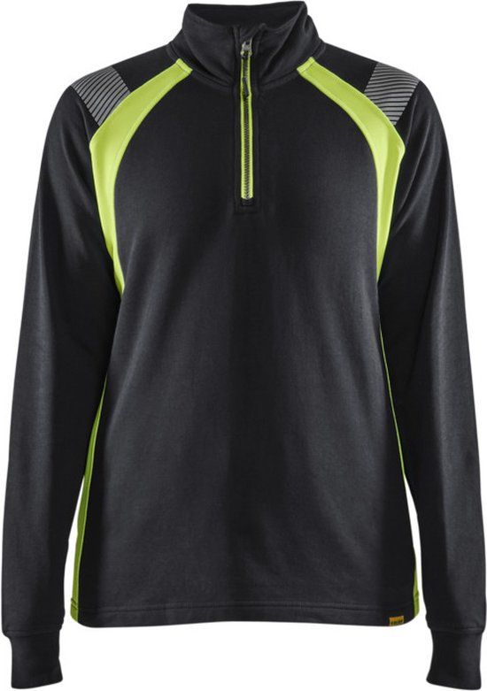 Blåkläder Dames sweatshirt halve rits Visible 3403-1158 - Zwart/High Vis Geel - M