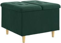 vidaXL Ottoman met opslag Donkergroen 60 x 60 x 45 cm Fluweel