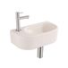 QeramiQ Fuente Fontein - 40x22x12cm - glad - halfrond - fonteinkraangat links - keramiek - fonteinkraan geborsteld RVS - verlaagd sifon - afvoerplug - linnen