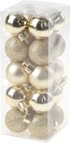 Boules de Noël 36x pièces - 3 et 4 cm - or et blanc laine - plastique