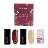 Semilac Festive Fancies UV-nagellakset – 396 Flash Red & 037 Disco Gold uv-lak + verzorgingsolie aardbeien-vanille