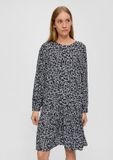 s.Oliver Midi-jurk van viscose met lange mouwen en ronde hals voor dames, navy, gebloemd, maat 36