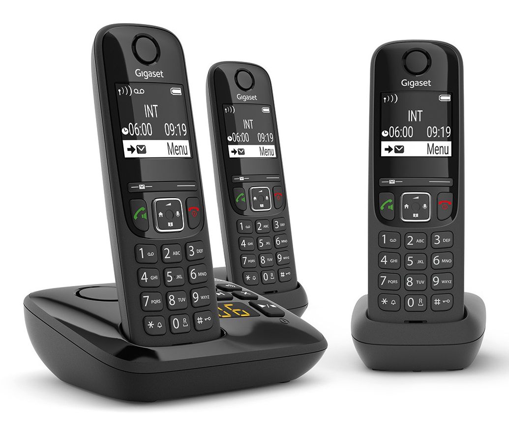 Gigaset AS690A Trio - Draadloze telefoon met antwoordapparaat - Zwart - 3 handsets