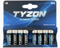 TYZON 8-pack AA Piles Alcalines Jetables