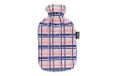 Fashy Warmwaterkruik met fleece overtrek in ruitdesign, abrikoos, 2,0 l