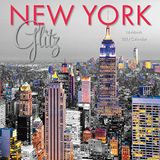 Graphique 2024 New York Glitz wandkalender | 12" x 12" | Dik papier | Organisator voor thuis en op kantoor | Groot maandelijks rooster | 3 talen en gemarkeerde feestdagen | 4 maanden voorbeeldpagina
