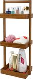 Ibenzoa® Teakhouten Hoek Douche Organizer met Drie Lagen en Handvat voor Badkameropslag