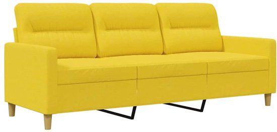 vidaXL Driezitsbank 180 cm stof lichtgeel