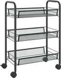 vidaXL Keukentrolley - 3-laags - 46x26x64 cm - Zwart