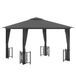 Pergola avec parois latérales et double toit 3x3 m anthracite