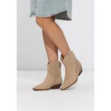 BLASZ Enkellaarsjes Shn3a231-38 Dames Beige Suède Leer Ritssluiting Blokhak Puntige neus Maat 38