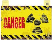 Merkloos Danger deurbord geel - 48 cm - radioactief - Halloween versiering
