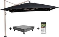 Platinum Icon zweefparasol 400x300 cm oak mast faded black met 150 KG voet en hoes