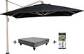 Icon parasol suspendu 400x300 cm mât chêne noir délavé avec pied de 150 KG et housse
