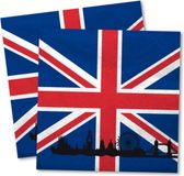 Merkloos Servetten Groot Brittannie vlag - 40x st - 33 x 33 cm - Engeland - Papieren wegwerpservetten - Verenigd Koninkrijk