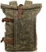VZVABAG Sac à dos Sac à dos étanche en toile et cuir avec fermeture enroulable Vintage Hommes Femmes (vert)