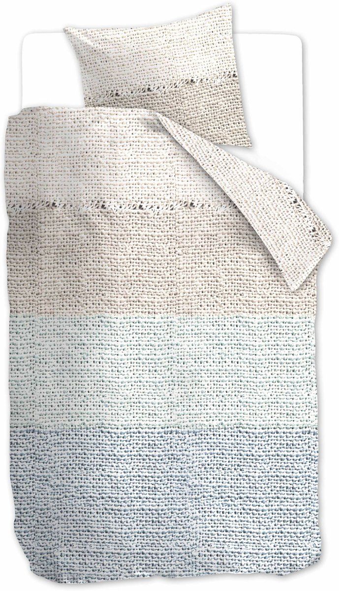 At Home Rough Dekbedovertrek Eenpersoons 140x200/220 cm Blauw Groen