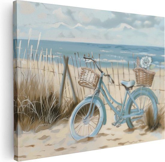 Artaza Canvas Schilderij Fiets op het Strand - 80x60 - Canvas Print