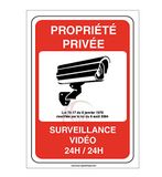 AUA SIGNALETIQUE - Stickers voor privéwoning onder videobewaking 24 uur/24-75 x 105 mm, zelfklevend vinyl