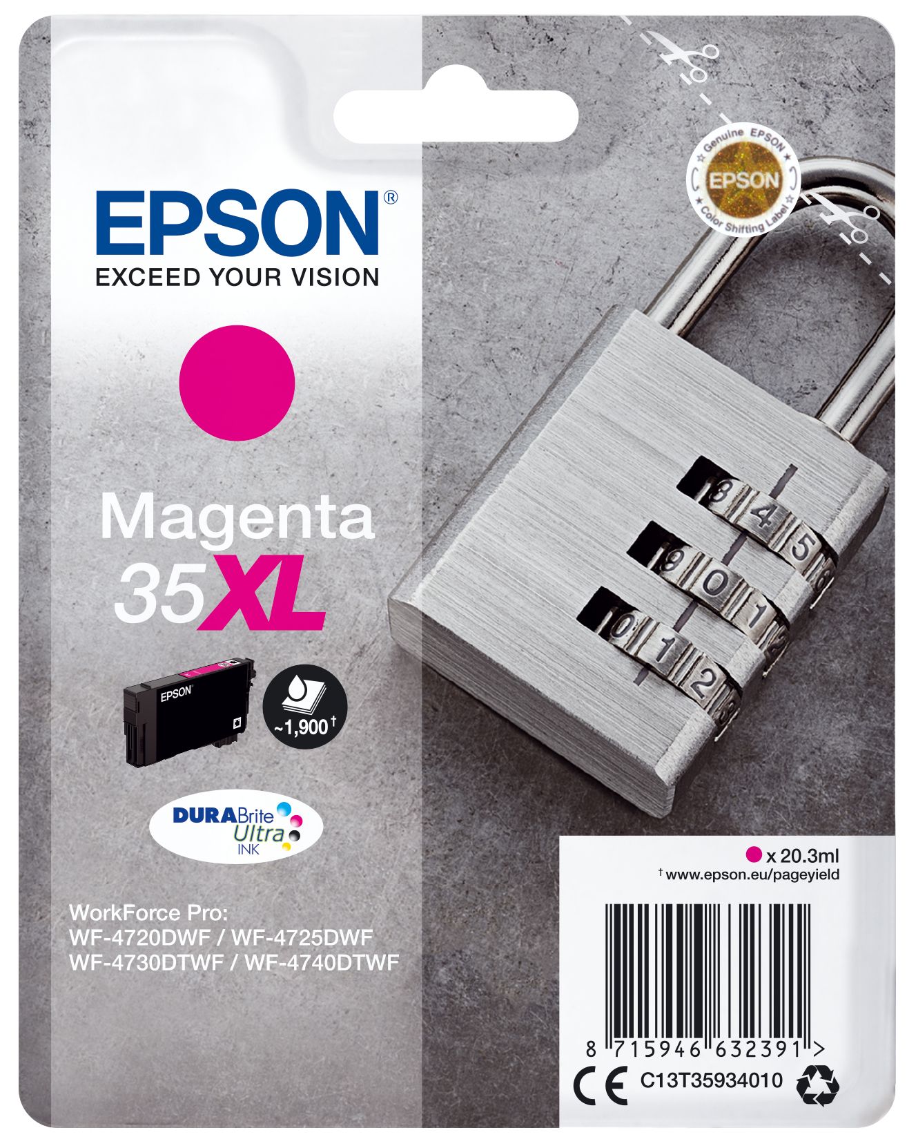 Epson 35XL Magenta Ink Cartridge - Original - 1900 Pages - C13T35934010