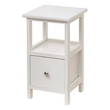 Baroni Home Nachtkastje, woonkamerkast, slaapkamer, badkamer, multifunctionele kast, kleur wit, 1 lade en 1 plank, afmetingen 25 x 25 x 44 cm