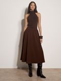 Apricot Midi-rok in A-lijn van geborsteld twill