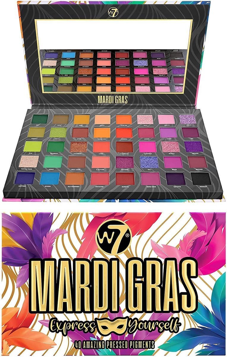 W7 Mardi Grass 40 Amazing Pressed Pigments Oogschaduw Palette