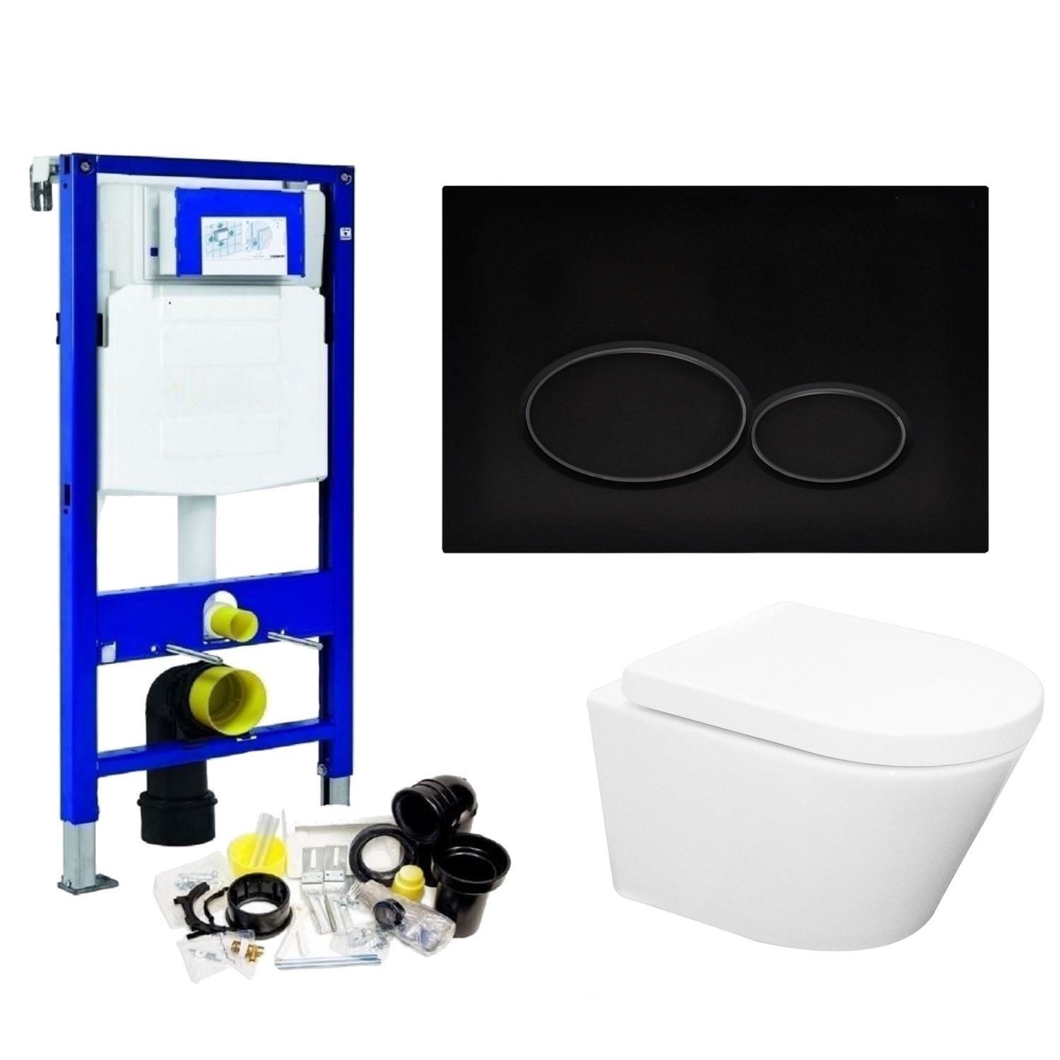Geberit UP320 Toiletset | Wiesbaden Vesta Rimless | 52 cm | Mat Zwart