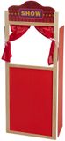 FREE & EASY Speelgoed poppenkast - hout - poppen theater - rood - met gordijnen - 91 x 40 cm