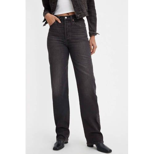 Levi's high waist straight leg jeans grey denim