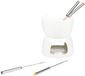 Haushalt HI Fondue set - wit - porselein - Dia 12 cm - 4 fondue vorken - voor chocolade/kaas