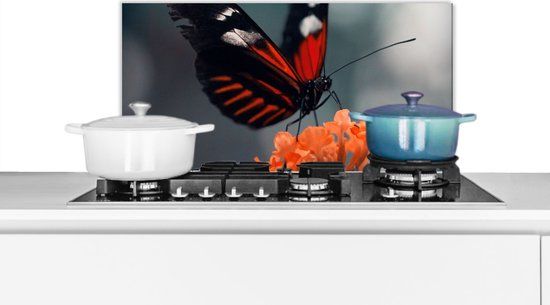 KitchenYeah Spatscherm keuken 70x30 cm Vlinder - Aluminium