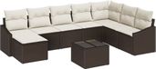 vidaXL Banc de jardin - Set - 8 - pièces - Marron - et - Crème - polyrotin