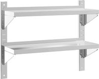 vidaXL Wandschap 2-laags 75x23,5x60 cm roestvrijstaal zilverkleurig