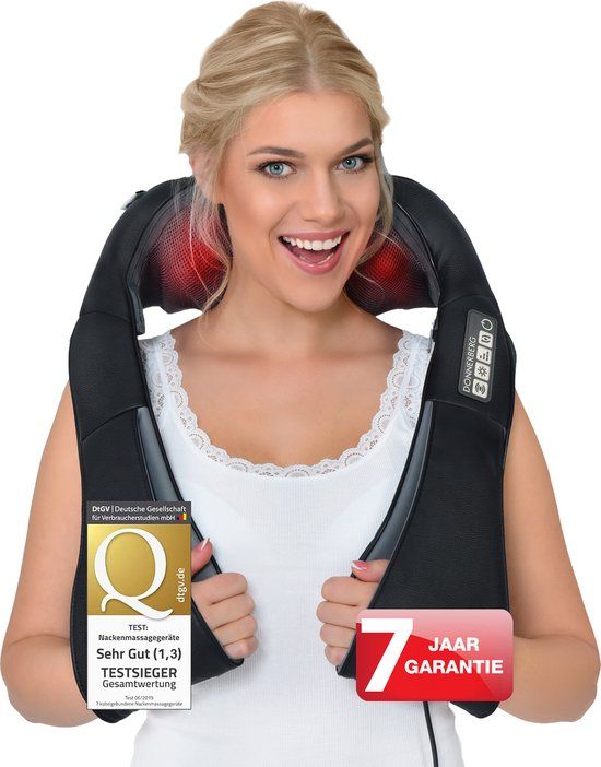 Donnerberg Shiatsu Massagekussen - Nek en Rug - Infrarood Warmte - Vibratie - Zwart