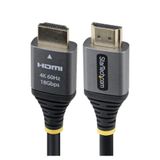 StarTech.com 1,5m Premium Gecertificeerde High Speed HDMI Kabel, 4K 60Hz/1440p 144Hz, HDMI 2.0 Kabel, HDR10/ARC, 18Gbps, Zwart/Zilver