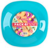 Plasticforte Bordenset - 4 Stuks - Blauw - Kunststof - 21 cm
