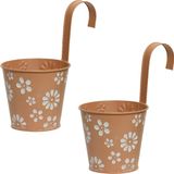 Decoris Pots de fleurs suspendus - 2x - zinc - 32 x 16 cm - brun terre