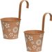 Decoris Pots de fleurs suspendus - 2x - zinc - 32 x 16 cm - brun terre