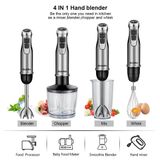 StarTech 4-in-1 Staafmixer set - Model HB1200 - 1200W krachtige motor - 6 standen - RVS mengstaaf - Hakmolen en smoothiebeker - EU-stekker