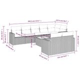 vidaXL 8-delige Loungeset met kussens, polyrattan, lichtgrijs