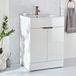 Hudson Reed Cluo meuble vasque blanc 61cm avec vasque | poignées profilées bronze brossé