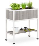 Relaxdays Moestuintafel Hout - 80,5 x 74 x 38 cm - met folie - grijs-wit